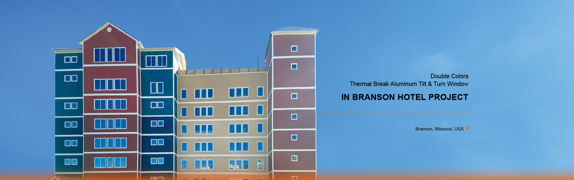 Duble Colors Thermal Break Aluminum Tilt & Turn Window in Branson Hotel Project